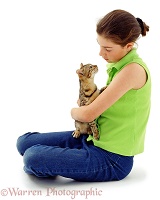 Girl with Bengal kitten