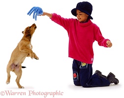 Girl with dancing dog
