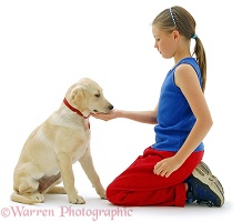 Girl with Retriever pup