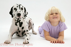 Little girl and Dalmatian