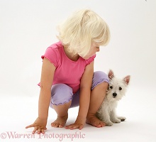 Girl with Westie pup