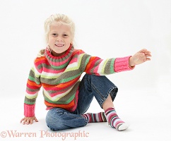Little girl in stripy jumper