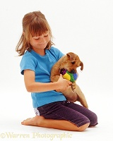 Girl with terrier-cross pup