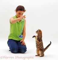 Girl with Brown Bengal kitten