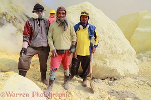 Men of the sulphur mine at Kawah Ijen