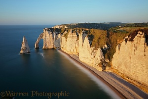 Chalk cliffs arches and stacks