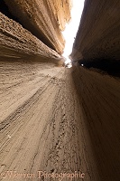 Looking up a shaft carved by rain in soft rock